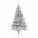 kunstigt halvt juletræ med juletræsfod 120 cm PET sølvfarvet