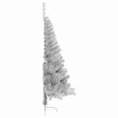 kunstigt halvt juletræ med juletræsfod 120 cm PET sølvfarvet