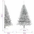 kunstigt halvt juletræ med juletræsfod 120 cm PET sølvfarvet