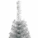 kunstigt halvt juletræ med juletræsfod 150 cm PET sølvfarvet
