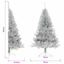 kunstigt halvt juletræ med juletræsfod 150 cm PET sølvfarvet