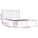 sengeramme 200x200 cm massivt fyrretræ sort