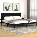 sengeramme 200x200 cm massivt fyrretræ sort