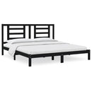 sengeramme 200x200 cm massivt fyrretræ sort