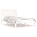 sengeramme 135x190 cm dobbelt massivt fyrretræ hvid