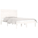 sengeramme 135x190 cm dobbelt massivt fyrretræ hvid