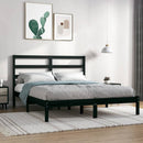 sengeramme 140x190 cm massivt fyrretræ sort