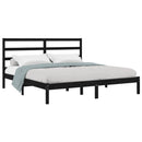 sengeramme 200x200 cm massivt fyrretræ sort
