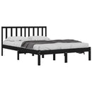 sengeramme 140x190 cm massivt fyrretræ sort