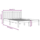 sengeramme 140x190 cm massivt fyrretræ sort