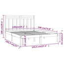 sengeramme 140x190 cm massivt træ sort