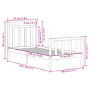 sengeramme 75x190 cm Small Single massivt træ sort