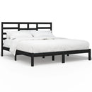 sengeramme 200x200 cm massivt træ sort
