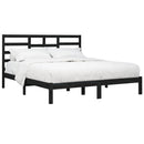 sengeramme 200x200 cm massivt træ sort