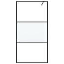brusevæg 100x195 cm halvmatteret sikkerhedsglas sort