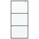 brusevæg 90x195 cm matteret sikkerhedsglas sort