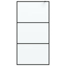 brusevæg 100x195 cm matteret sikkerhedsglas sort