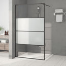 brusevæg 115x195 cm halvmatteret sikkerhedsglas sort