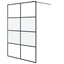 brusevæg 140x195 cm halvmatteret sikkerhedsglas sort