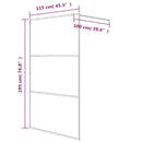 brusevæg 115x195 cm klart sikkerhedsglas sort