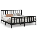 sengeramme 200x200 cm massivt fyrretræ sort
