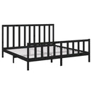sengeramme 200x200 cm massivt fyrretræ sort