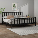 sengeramme 200x200 cm massivt fyrretræ sort
