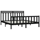 sengeramme 200x200 cm massivt fyrretræ sort
