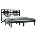 sengeramme 200x200 cm massivt fyrretræ sort