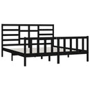 sengeramme 200x200 cm massivt fyrretræ sort