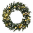 julekrans med LED-lys 45 cm PVC grøn