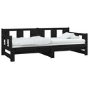daybed med udtræk 80x200 cm massivt fyrretræ sort