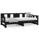 daybed med udtræk 80x200 cm massivt fyrretræ sort