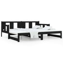 daybed med udtræk 80x200 cm massivt fyrretræ sort