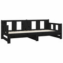 daybed med udtræk 80x200 cm massivt fyrretræ sort