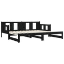daybed med udtræk 80x200 cm massivt fyrretræ sort