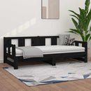 daybed med udtræk 80x200 cm massivt fyrretræ sort