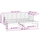 daybed med udtræk 2x(90x190) cm massivt fyrretræ sort