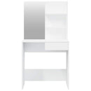 makeupbord med spejl 74,5x40x141 cm hvid