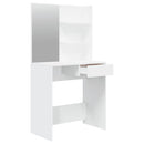 makeupbord med spejl 74,5x40x141 cm hvid