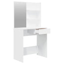 makeupbord med spejl 74,5x40x141 cm hvid