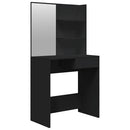 makeupbord med spejl 74,5x40x141 cm sort