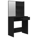 makeupbord med spejl 74,5x40x141 cm sort