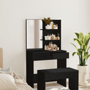 makeupbord med spejl 74,5x40x141 cm sort