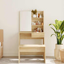 makeupbord med spejl 74,5x40x141 cm sonoma-eg