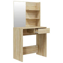 makeupbord med spejl 74,5x40x141 cm sonoma-eg