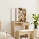 makeupbord med spejl 74,5x40x141 cm sonoma-eg