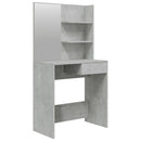 makeupbord med spejl 74,5x40x141 cm betongrå
