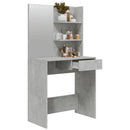makeupbord med spejl 74,5x40x141 cm betongrå