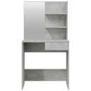 makeupbord med spejl 74,5x40x141 cm betongrå